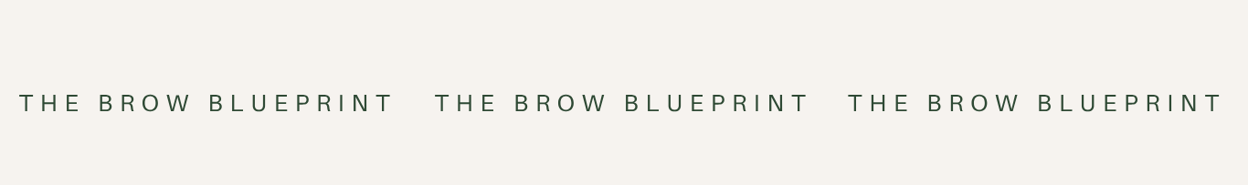 Text 'THE BROW BLUEPRINT' repeated multiple times on a white background